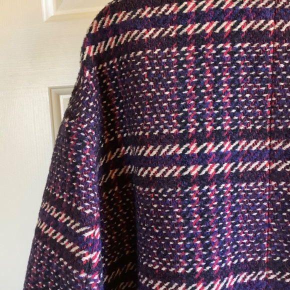 Rag & Bone Estelle Cocoon Wool Blend Plaid Coat Purple SZ Large - Picture 7 of 16